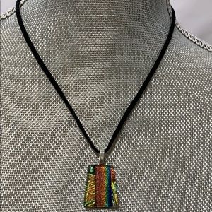 Beautiful leather & silver pendant necklace.